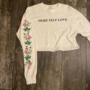 more self love forever 21 crop top longsleeve